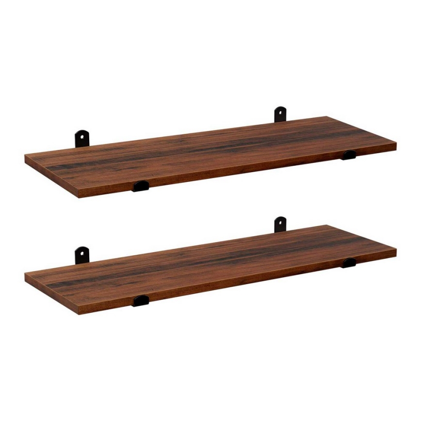 Set di 2 mensole da parete SHELFY marrone/nero