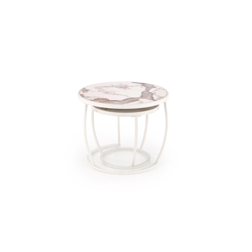 Set di 2 tavolini da salotto AURORO beige/bianco