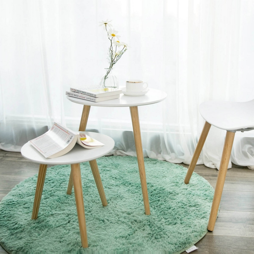 Set di 2 tavolini laterali SERA bianco/marrone