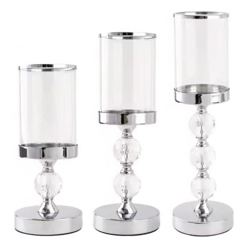 SET di 3 Candelabri in cromo lucido
