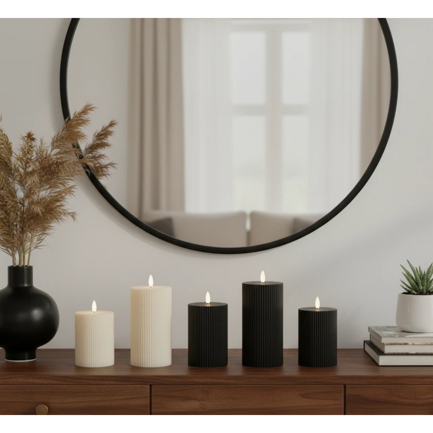 Set di 3 candele LED BRILLO LED/2xAA nere + telecomando