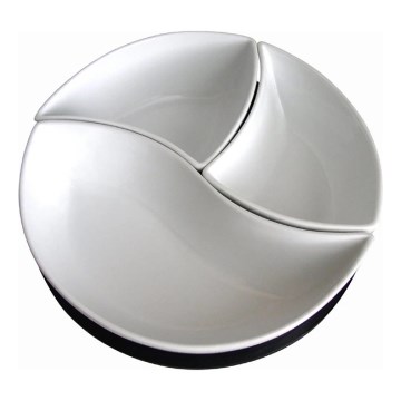 Set di 3 ciotole con vassoio TORO in ceramica e legno