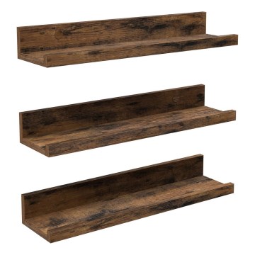 Set di 3 mensole da parete SHELFY 38x5x10 cm marrone