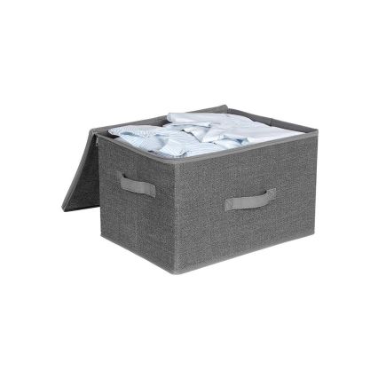 Set di 3 scatole portaoggetti con cerniera CURAN, grigie