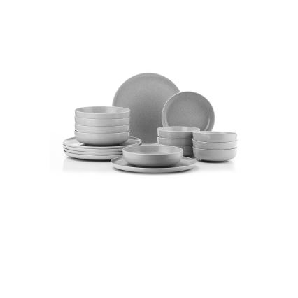 Set di piatti 18 pezzi grigio/porcellana