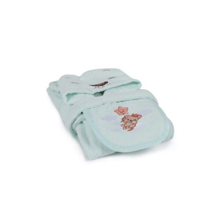 Set di spugna per bambini ASLAN - accappatoio, asciugamano, panno per il bucato menta