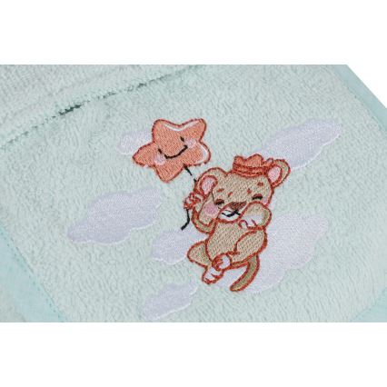Set di spugna per bambini ASLAN - accappatoio, asciugamano, panno per il bucato menta