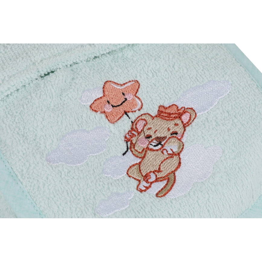 Set di spugna per bambini ASLAN - accappatoio, asciugamano, panno per il bucato menta