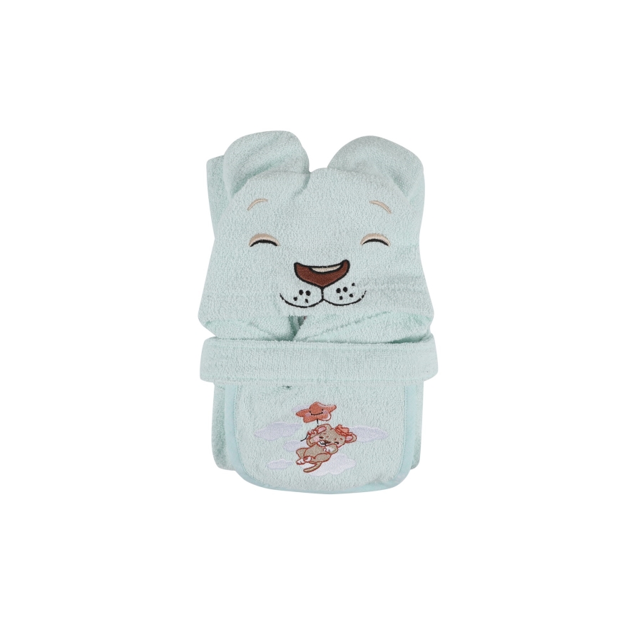 Set di spugna per bambini ASLAN - accappatoio, asciugamano, panno per il bucato menta