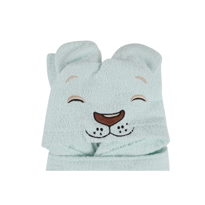 Set di spugna per bambini ASLAN - accappatoio, asciugamano, panno per il bucato menta