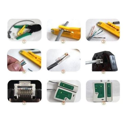 Set di strumenti per l'installazione di reti UTP 9 pz
