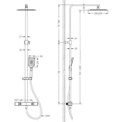 Set doccia con miscelatore termostatico NAESBY, cromo lucido