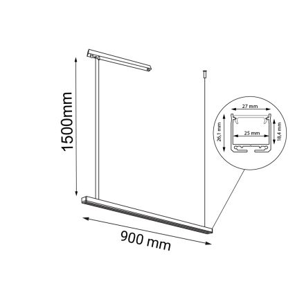 Shilo - Suspension filaire LED/32W/230V 3000K CRI 90 noire