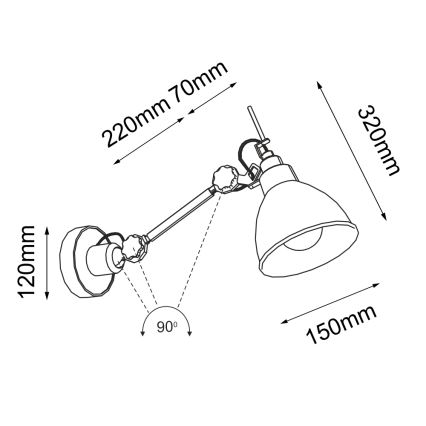Shilo - Wandlämpchen 1xE27/15W/230V schwarz