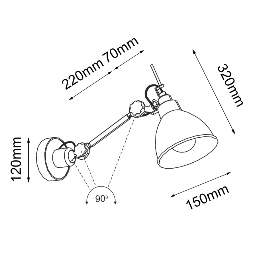 Shilo - Wandlämpchen 1xE27/15W/230V schwarz