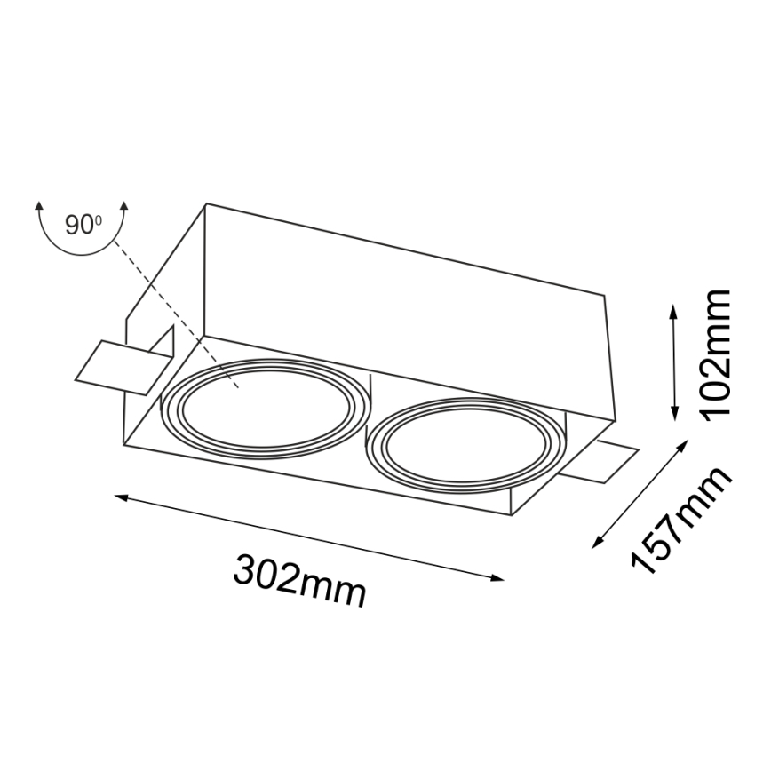 Shilo - Einbaubeleuchtung 2xGU10/15W/230V weiß