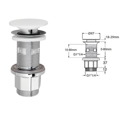 Silfra - Bonde de lavabo Ø 6,7 cm blanc/chrome brillant