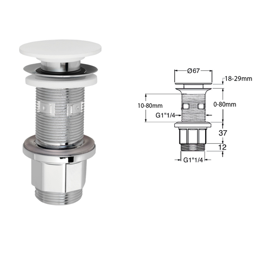 Silfra - Piletta per lavabo Ø 6,7 cm bianco/cromo lucido