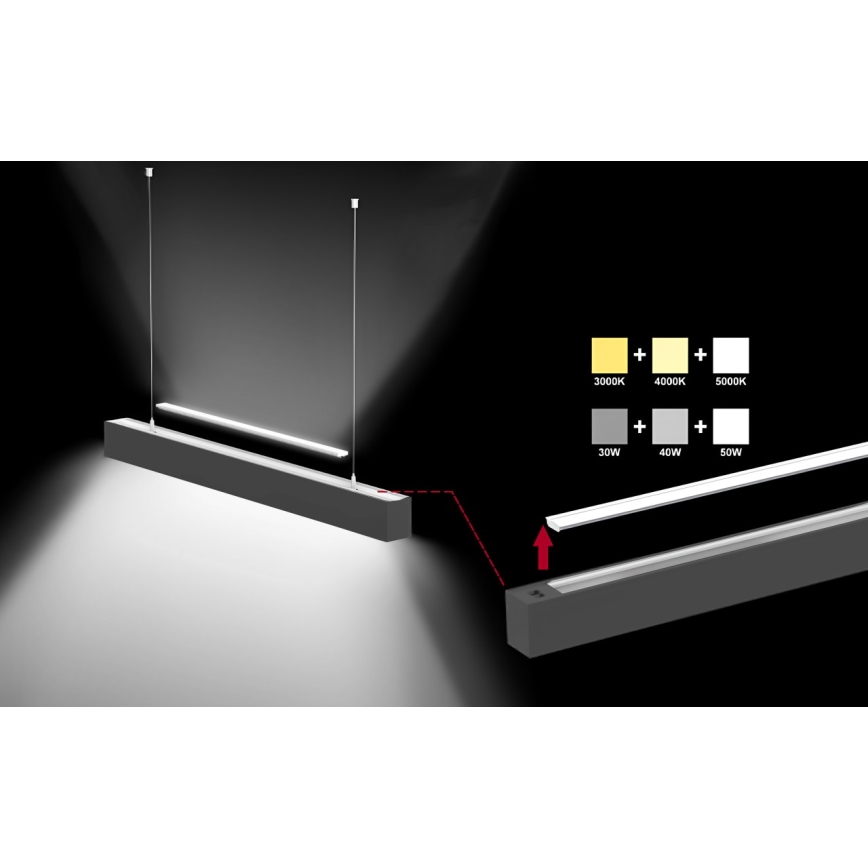 Sinclair - Plafoniera LED LSM LED/40W/230V 3000K/4000K/5000K 120 cm nero