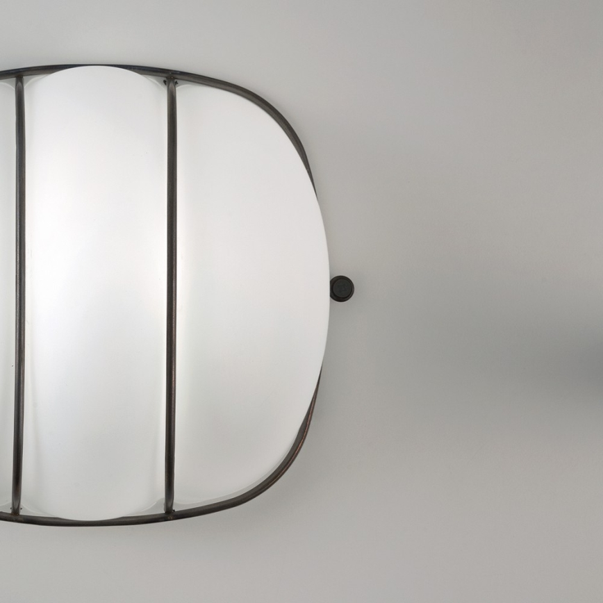 SIRU - Applique CAGE 1xGX53/10W/230V 20 cm nero/bianco Vetro veneziano