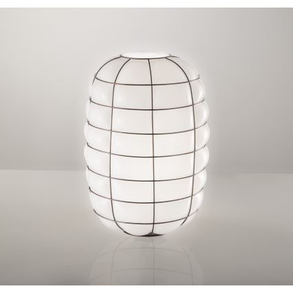 SIRU - Applique LANTERNA 1xE27/60W/230V nero/bianco Vetro veneziano