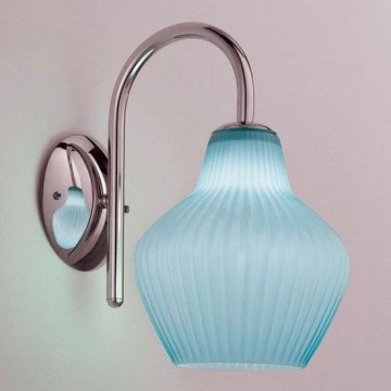 SIRU - Applique LONDON 1xE27/60W/230V blu/cromo lucido Vetro veneziano