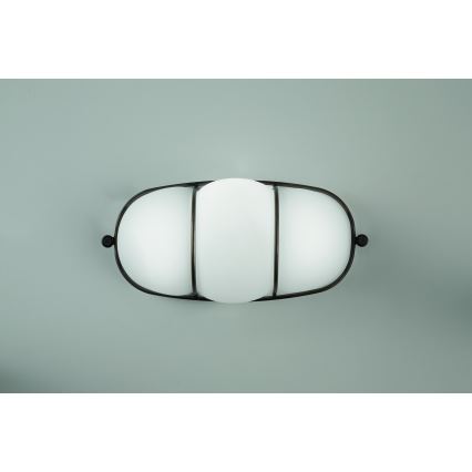 SIRU - Applique murale CAGE 1xGX53/10W/230V 22 cm noir/blanc Verre vénitien