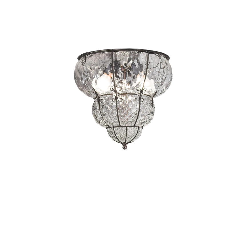 SIRU - Deckenleuchte CLASSIC 3xE14/40W/230V d 25 cm klar/schwarz Venezianisches Glas
