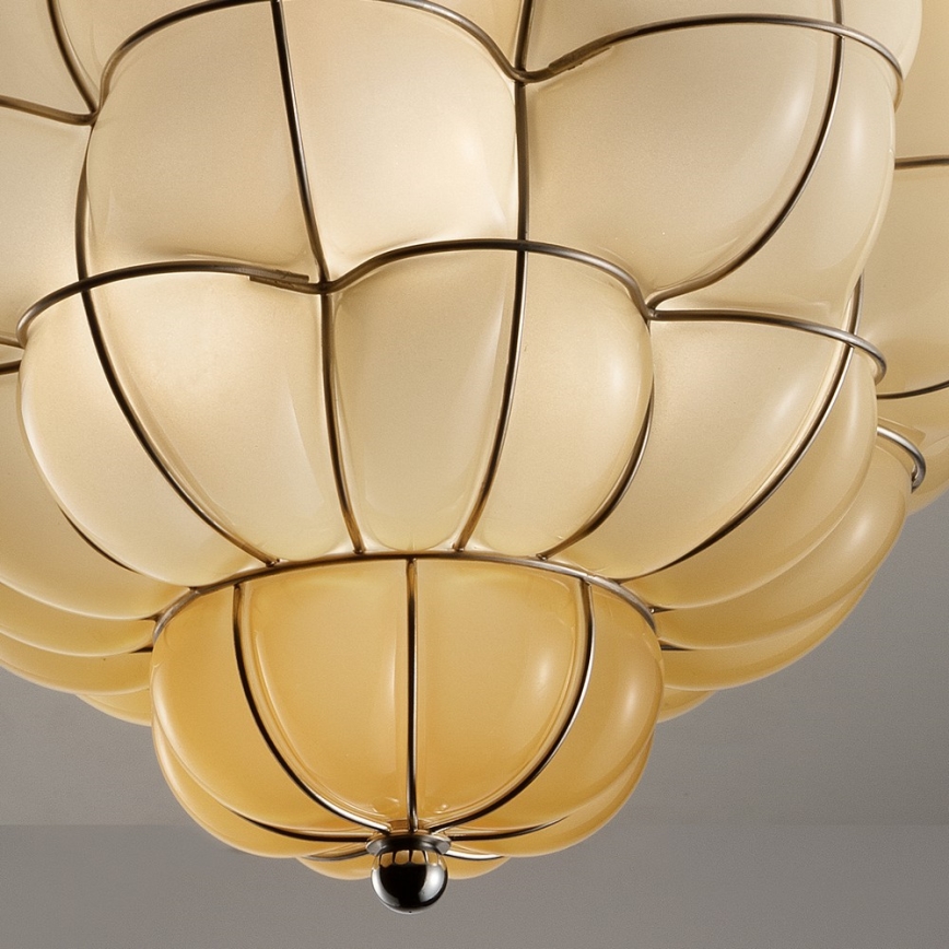 SIRU - Deckenleuchte POUFF 3xE27/60W/230V glänzendes Chrom/beige Venezianisches Glas