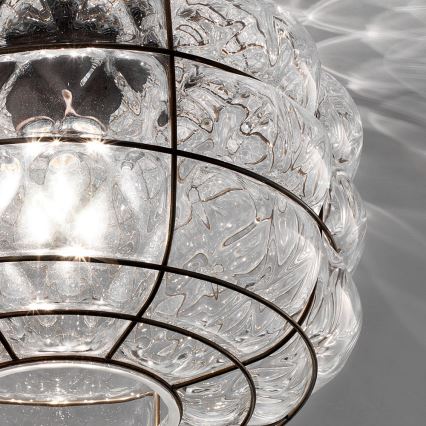 SIRU - Deckenleuchte TERRA 1xE27/60W/230V schwarz/klar Venezianisches Glas