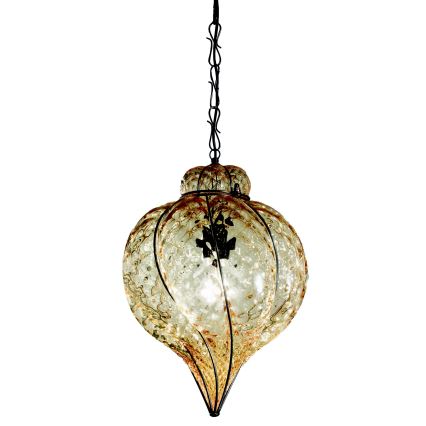 SIRU - Hängeleuchte an Kette GOCCIA 1xE27/60W/230V d 25 cm beige/braun Venezianisches Glas