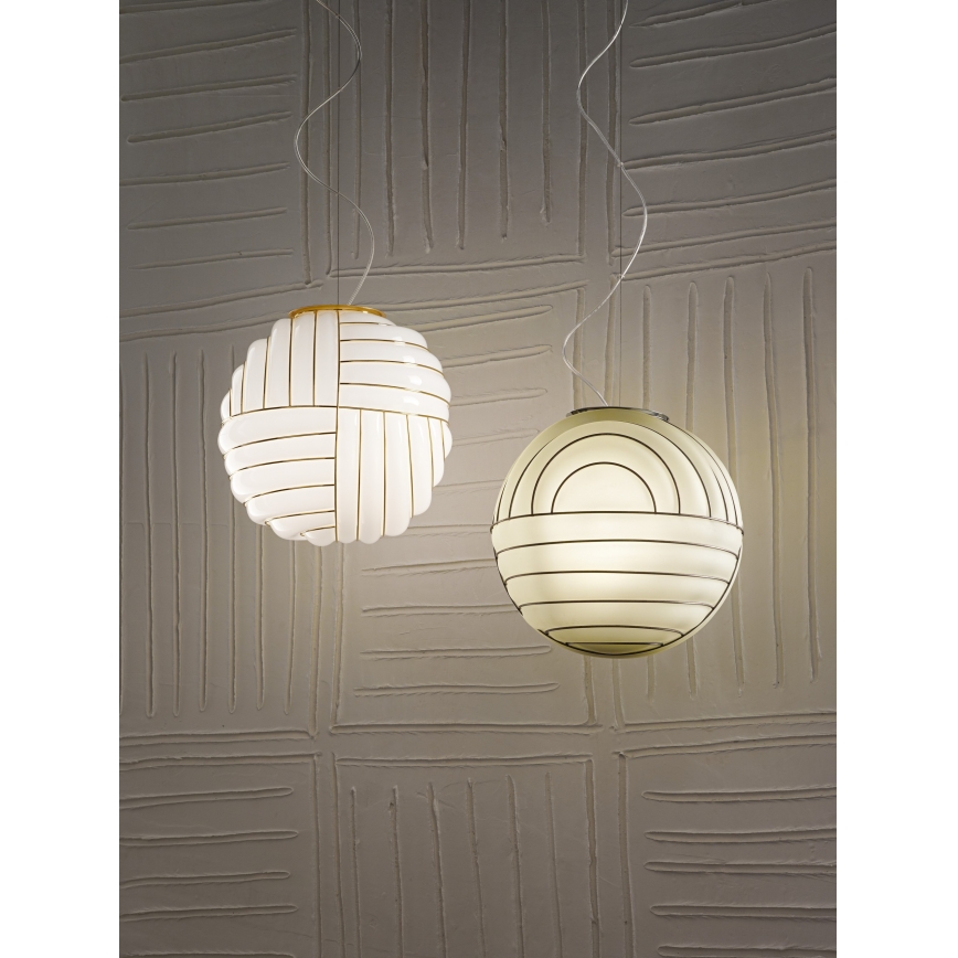 SIRU - Hängeleuchte an Schnur CARTESIO 1xE27/60W/230V golden/weiß Venezianisches Glas