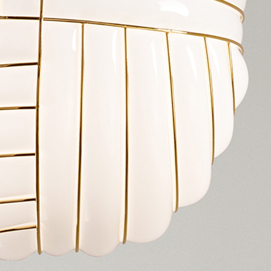 SIRU - Hängeleuchte an Schnur CARTESIO 1xE27/60W/230V golden/weiß Venezianisches Glas