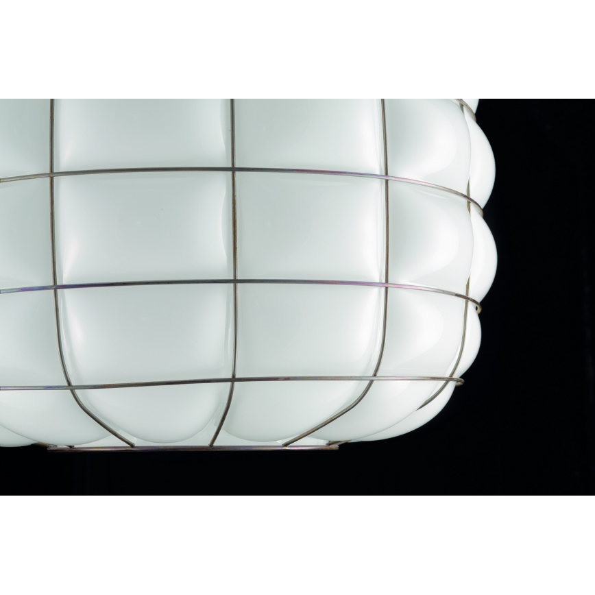 SIRU - Hängeleuchte an Schnur TERRA 1xE27/60W/230V schwarz/weiß Venezianisches Glas