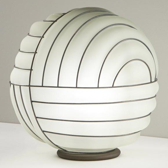 SIRU - Lampada da tavolo CARTESIO 1xE27/60W/230V marrone/bianco Vetro veneziano