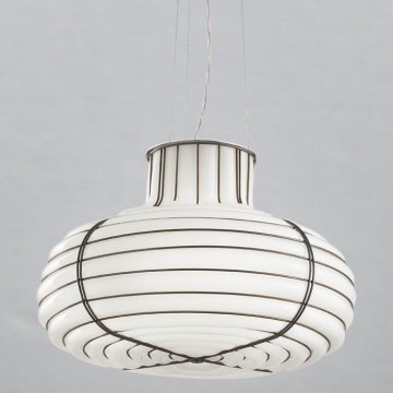 SIRU - Lampadario a sospensione con filo CHAPEAU 2xE14/40W/230V cromo opaco/bianco Vetro veneziano
