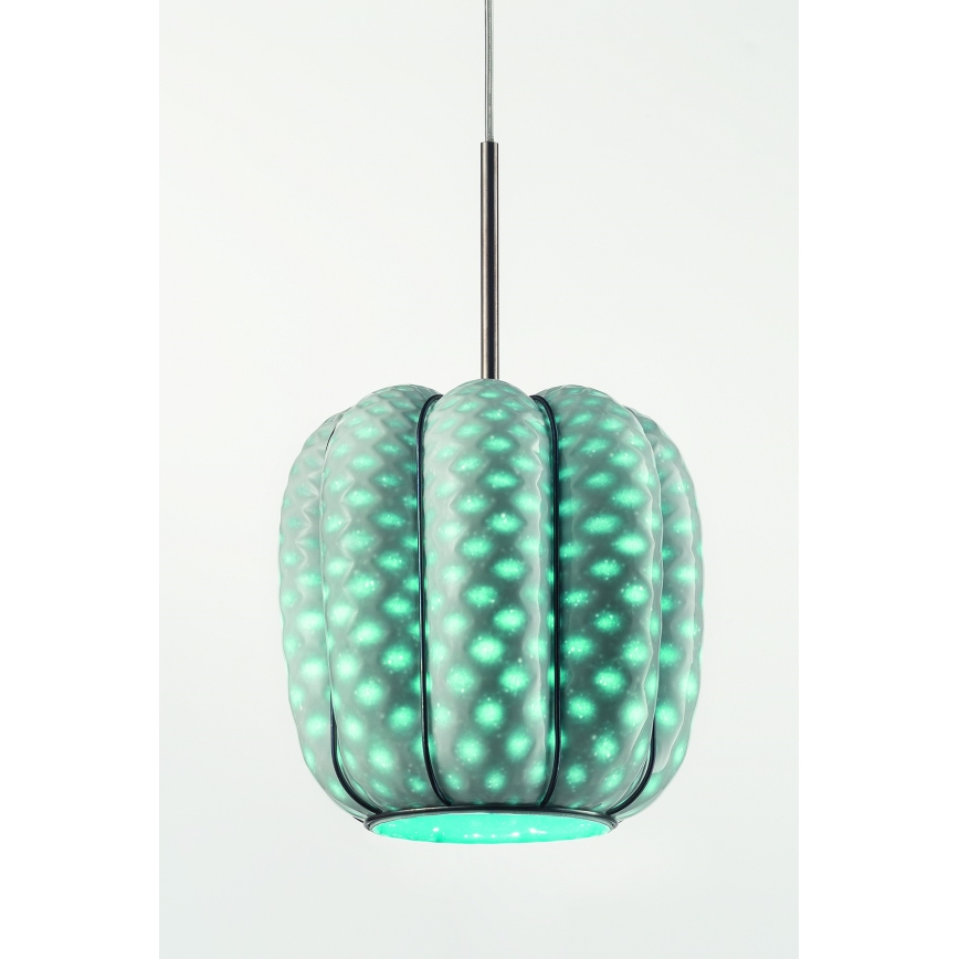 SIRU - Lampadario a sospensione con filo NEST 3xE27/60W/230V arancione/blu/verde Vetro veneziano