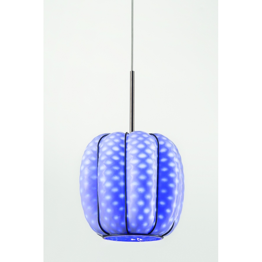 SIRU - Lampadario a sospensione con filo NEST 3xE27/60W/230V arancione/blu/verde Vetro veneziano