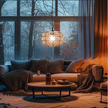 SIRU - Lampadario a sospensione con filo TERRA 1xE27/60W/230V nero/limpido Vetro veneziano