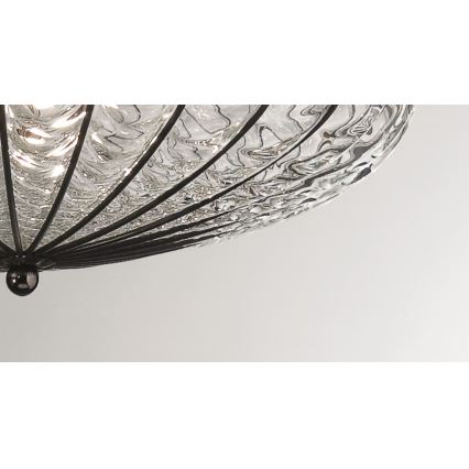 SIRU - Plafoniera ACCADEMIA 3xE27/60W/230V limpido/nero Vetro veneziano