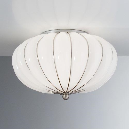 SIRU - Plafoniera GIOVE 2xE14/40W/230V diametro 29 cm cromo opaco/bianco Vetro veneziano