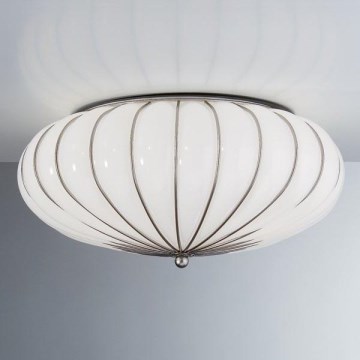 SIRU - Plafoniera GIOVE 3xE27/60W/230V diametro 48 cm cromo opaco/bianco Vetro veneziano