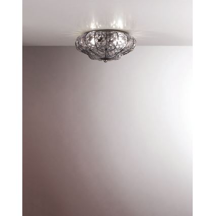 SIRU - Plafoniera SOLE 3xE14/40W/230V diametro 31 cm limpido/cromo opaco Vetro veneziano