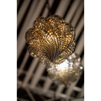 SIRU - Suspension chaîne GOCCIA 1xE27/60W/230V pr.25 cm beige/marron Verre vénitien