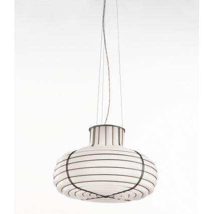 SIRU - Suspension filaire CHAPEAU 2xE14/40W/230V chrome mat/blanc Verre vénitien