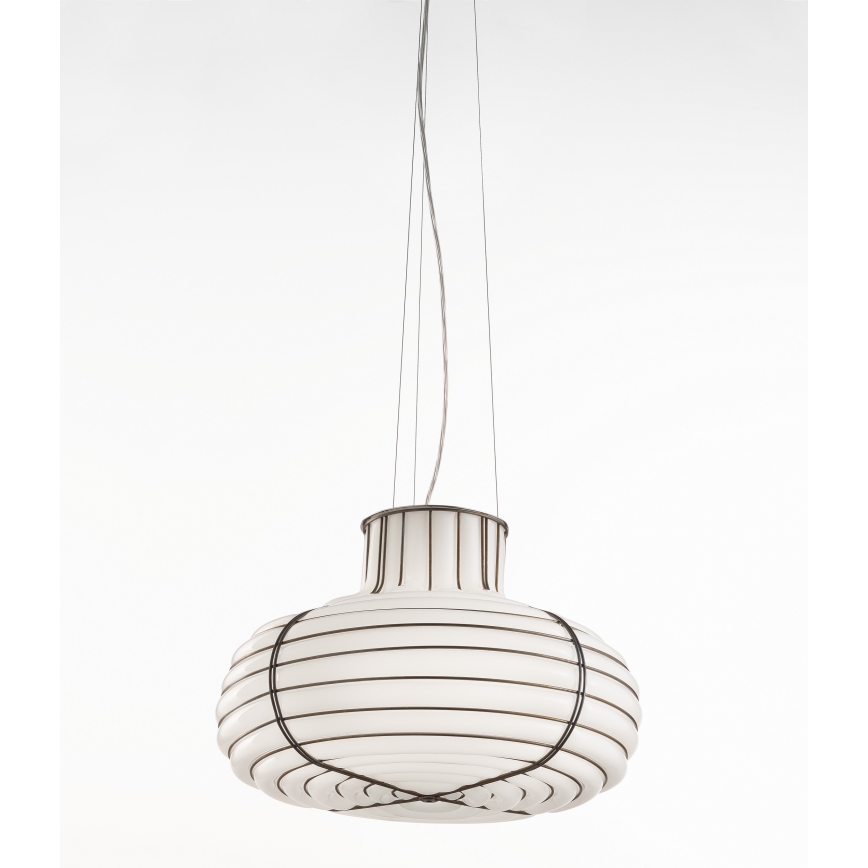 SIRU - Suspension filaire CHAPEAU 2xE14/40W/230V chrome mat/blanc Verre vénitien