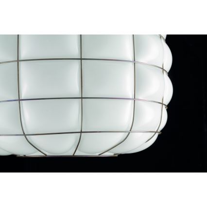 SIRU - Suspension filaire TERRA 1xE27/60W/230V noir/blanc Verre vénitien