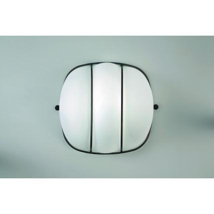 SIRU - Wandleuchte CAGE 1xGX53/10W/230V 20 cm schwarz/weiß Venezianisches Glas