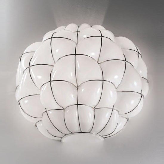 SIRU - Wandleuchte POUFF 1xE27/60W/230V glänzendes Chrom/weiß Venezianisches Glas