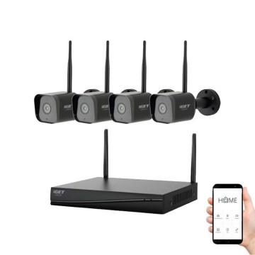 Sistema di videosorveglianza intelligente + 4x telecamere dotate di sensore 2K+, alimentazione 12V, IP65, Wi‑Fi Tuya